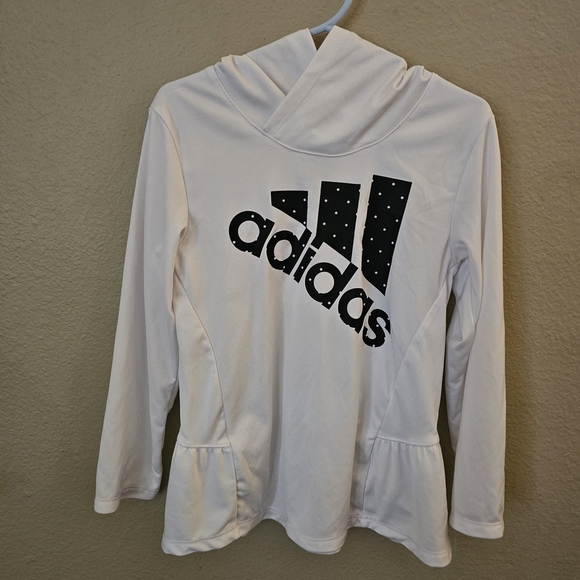 Adidas Kids White Hoodie Shirt - Picture 5 of 8